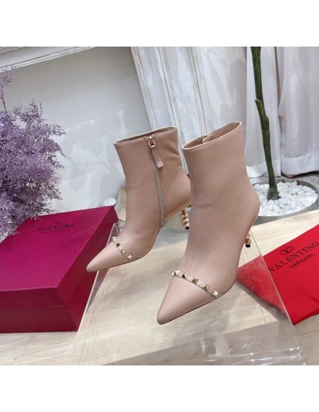 Cheap Reps Valentino Nude Rockstud Ankle Boots with Sculpted Heel