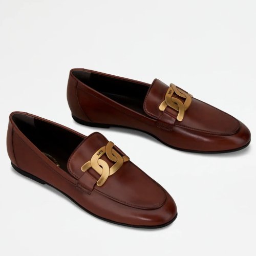 Cheap Reps Tods Womens Kate Loafers In Dark Brown Calfskin