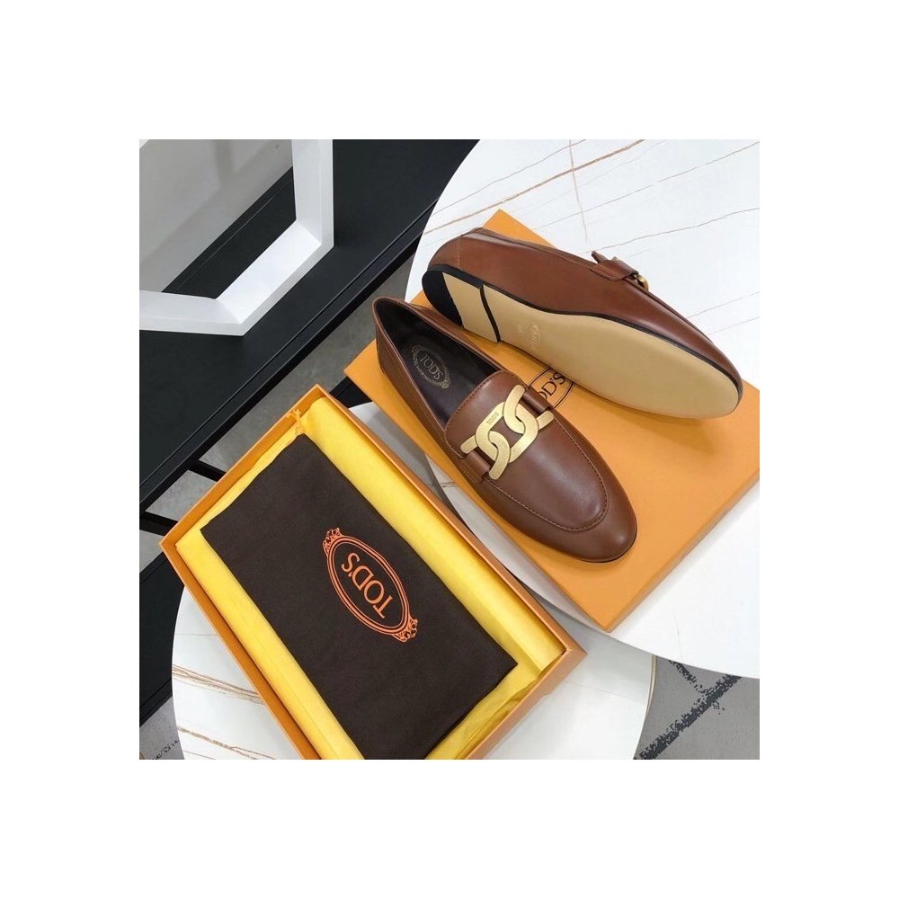 Cheap Reps Tods Womens Kate Loafers In Dark Brown Calfskin