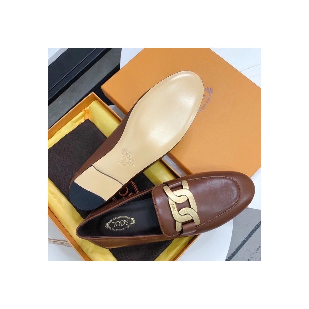 Cheap Reps Tods Womens Kate Loafers In Dark Brown Calfskin