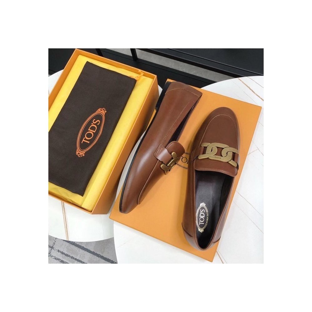 Cheap Reps Tods Womens Kate Loafers In Dark Brown Calfskin