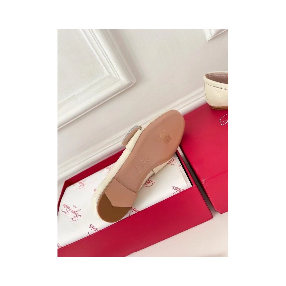 Cheap Reps Roger Vivier Soft Metal Buckle Loafers in White Leather