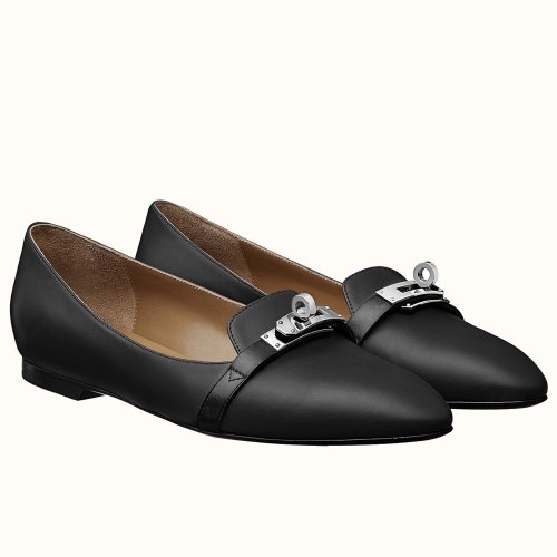 Cheap Reps Hermes Pegase Ballerina Flats In Black Calfskin