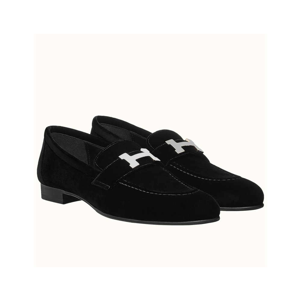 Cheap Reps Hermes Womens Paris Loafers In Black Velvet