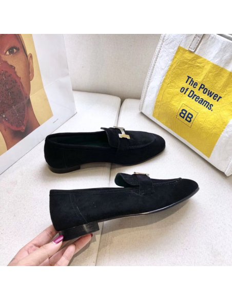 Cheap Reps Hermes Womens Paris Loafers In Black Velvet