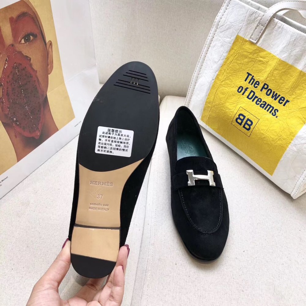 Cheap Reps Hermes Womens Paris Loafers In Black Velvet