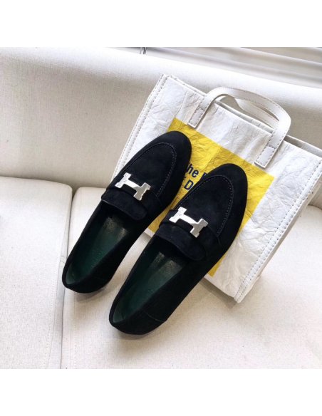 Cheap Reps Hermes Womens Paris Loafers In Black Velvet
