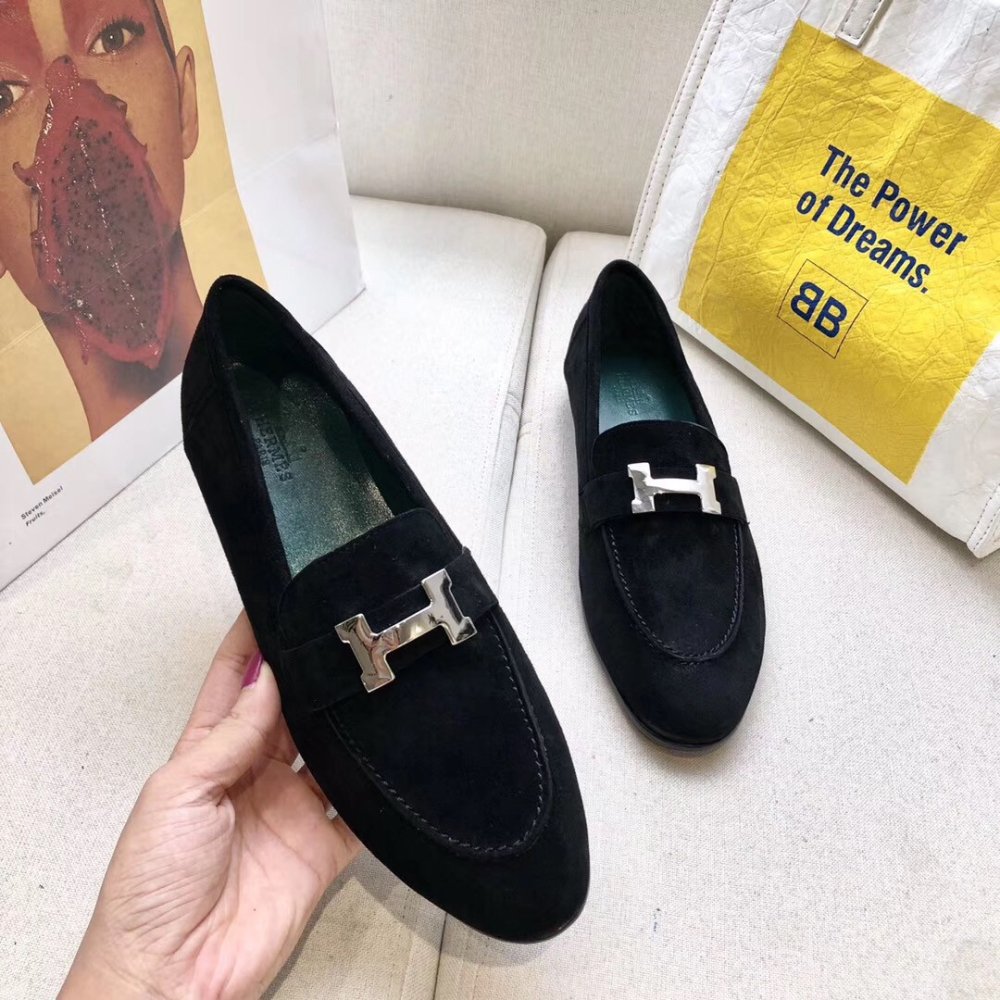Cheap Reps Hermes Womens Paris Loafers In Black Velvet