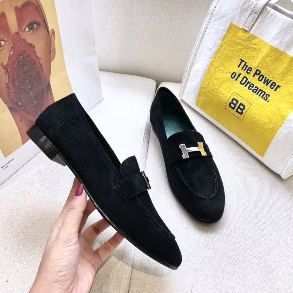 Cheap Reps Hermes Womens Paris Loafers In Black Velvet