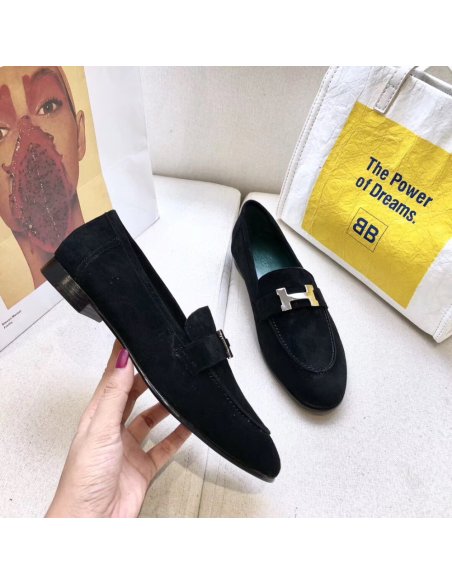 Cheap Reps Hermes Womens Paris Loafers In Black Velvet