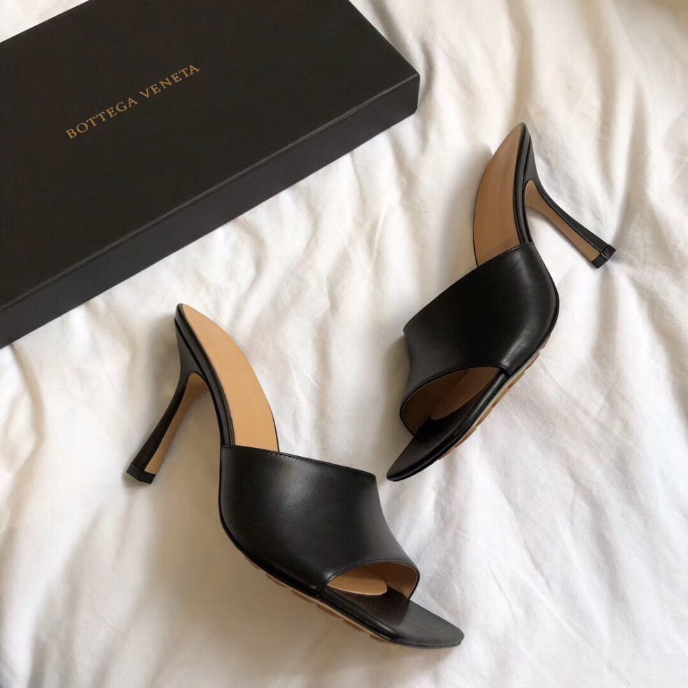 Cheap Reps Bottega Veneta Stretch Mules 90mm In Black Lambskin