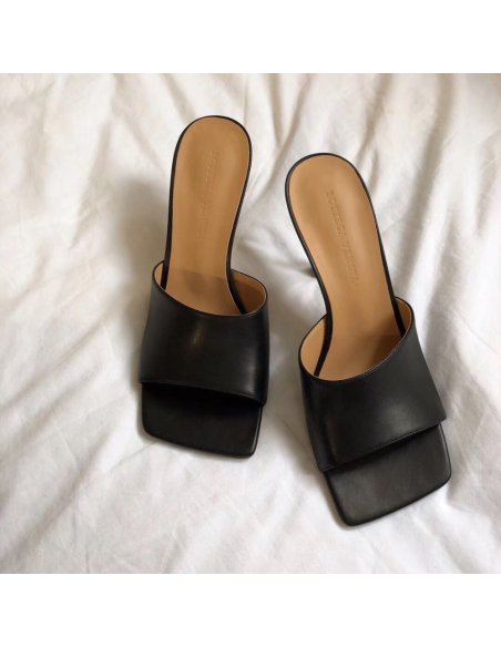 Cheap Reps Bottega Veneta Stretch Mules 90mm In Black Lambskin