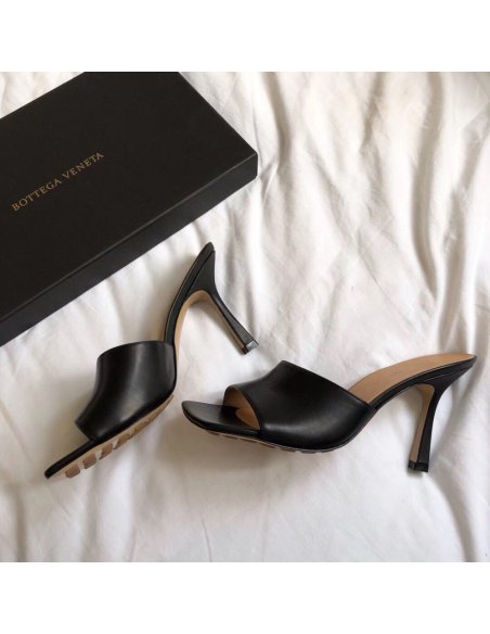 Cheap Reps Bottega Veneta Stretch Mules 90mm In Black Lambskin