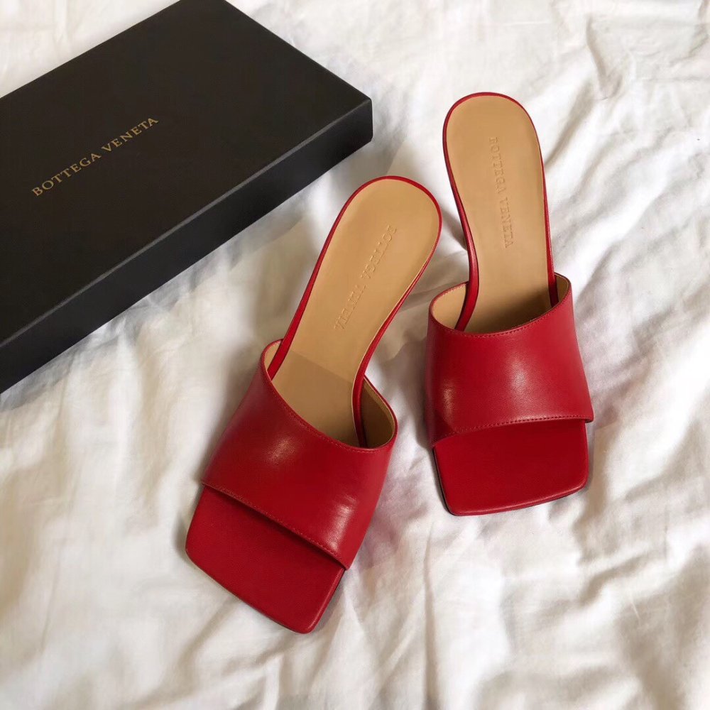 Cheap Reps Bottega Veneta Stretch Mules 90mm In Red Lambskin