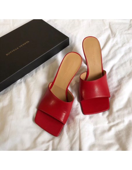 Cheap Reps Bottega Veneta Stretch Mules 90mm In Red Lambskin