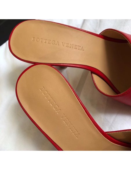 Cheap Reps Bottega Veneta Stretch Mules 90mm In Red Lambskin