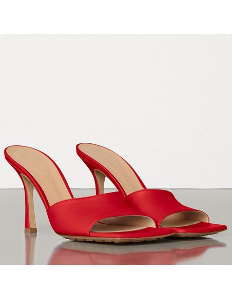 Cheap Reps Bottega Veneta Stretch Mules 90mm In Red Lambskin