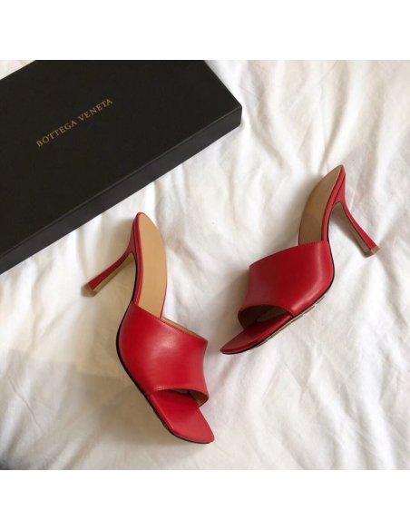 Cheap Reps Bottega Veneta Stretch Mules 90mm In Red Lambskin