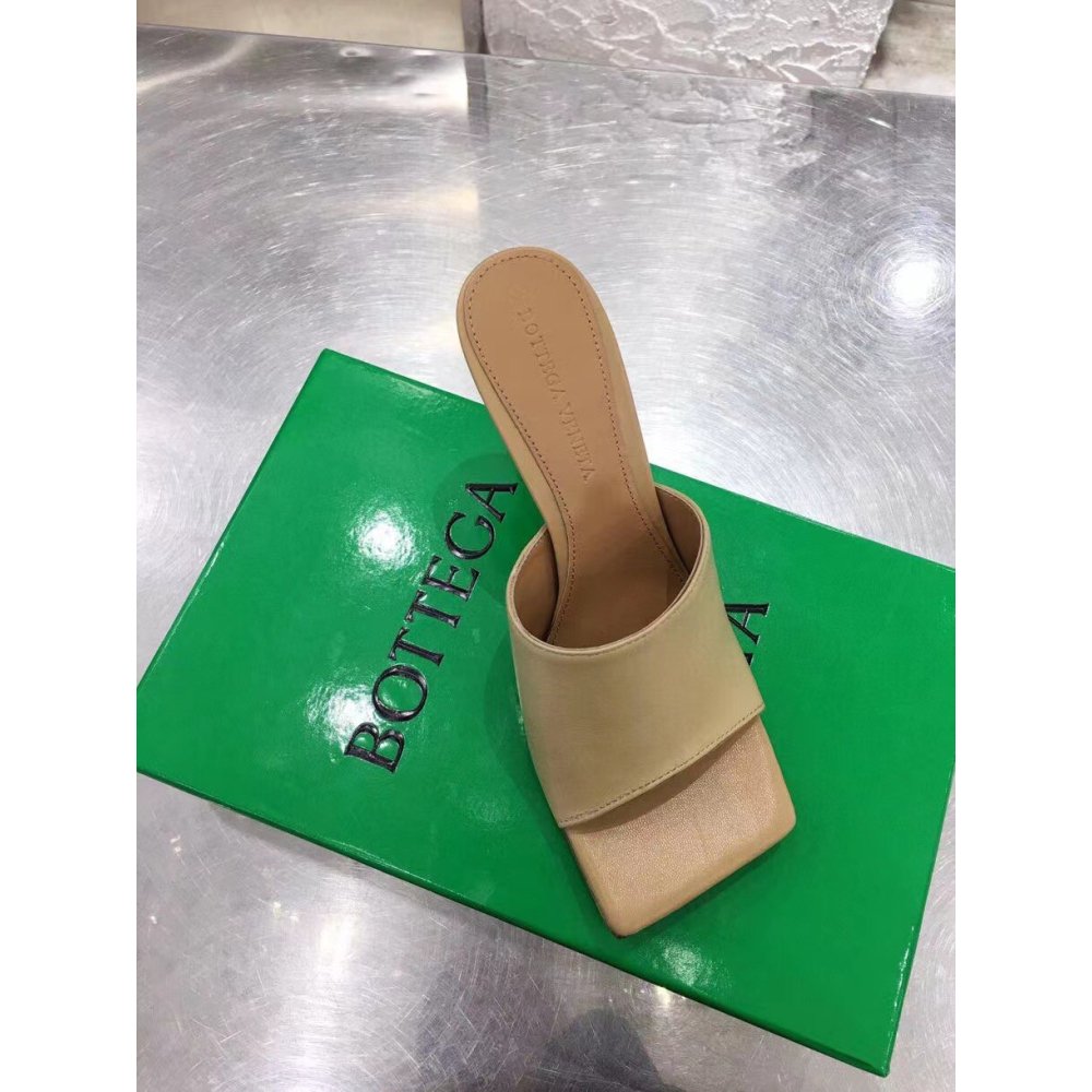 Cheap Reps Bottega Veneta Stretch Mules 90mm In Beige Lambskin
