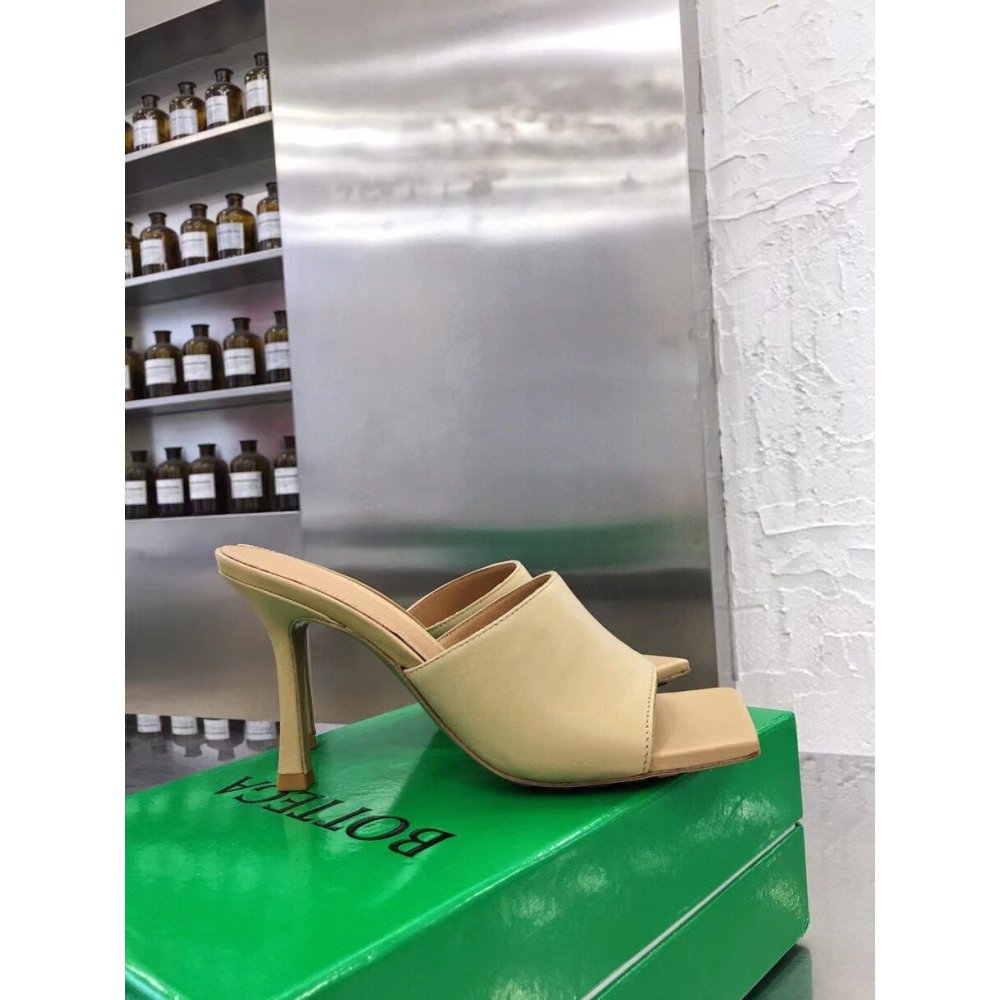Cheap Reps Bottega Veneta Stretch Mules 90mm In Beige Lambskin