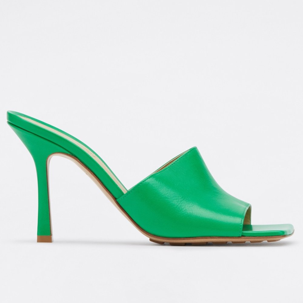 Cheap Reps Bottega Veneta Stretch Mules 90mm In Green Lambskin
