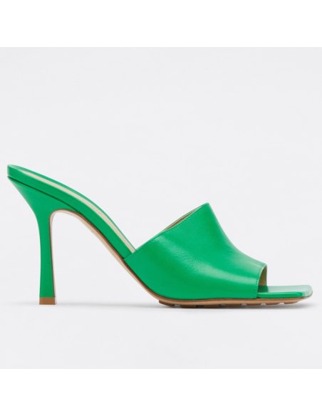 Cheap Reps Bottega Veneta Stretch Mules 90mm In Green Lambskin