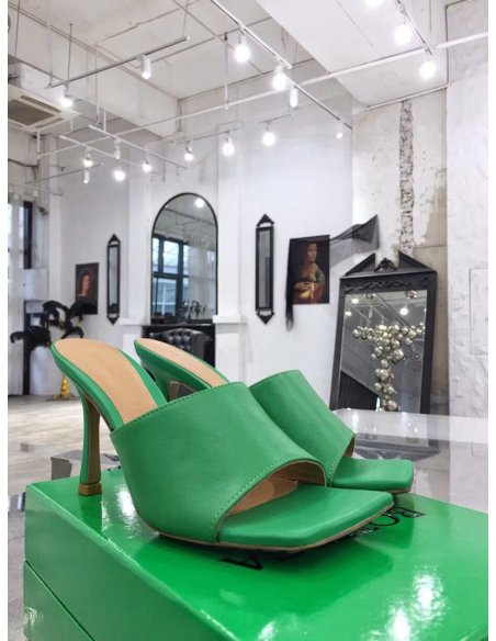 Cheap Reps Bottega Veneta Stretch Mules 90mm In Green Lambskin