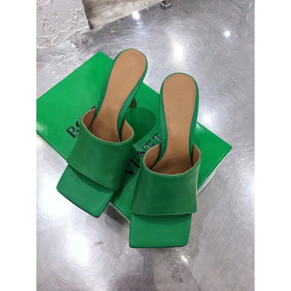 Cheap Reps Bottega Veneta Stretch Mules 90mm In Green Lambskin
