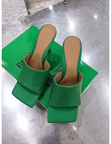 Cheap Reps Bottega Veneta Stretch Mules 90mm In Green Lambskin