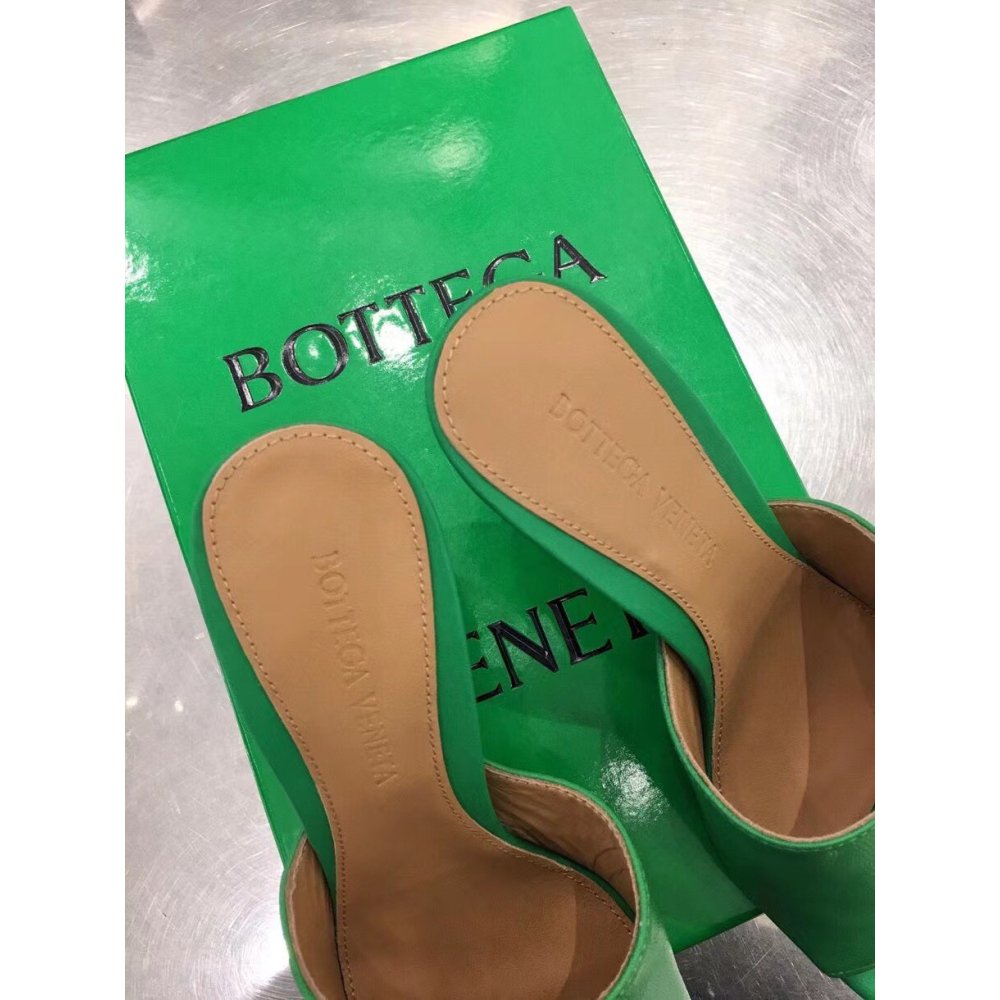 Cheap Reps Bottega Veneta Stretch Mules 90mm In Green Lambskin