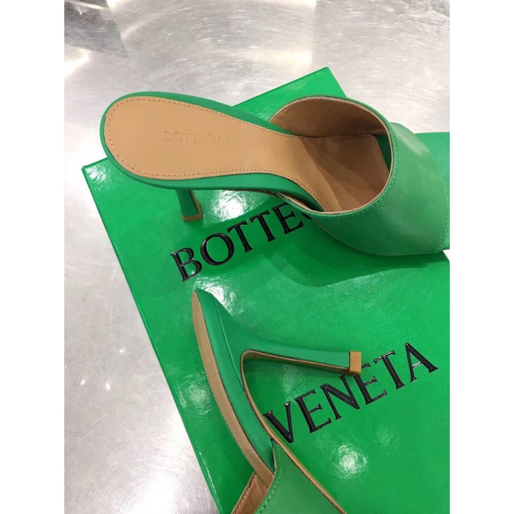 Cheap Reps Bottega Veneta Stretch Mules 90mm In Green Lambskin