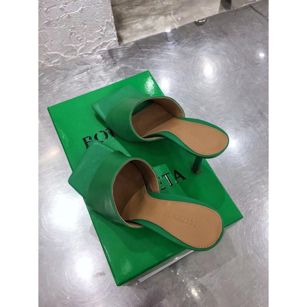 Cheap Reps Bottega Veneta Stretch Mules 90mm In Green Lambskin
