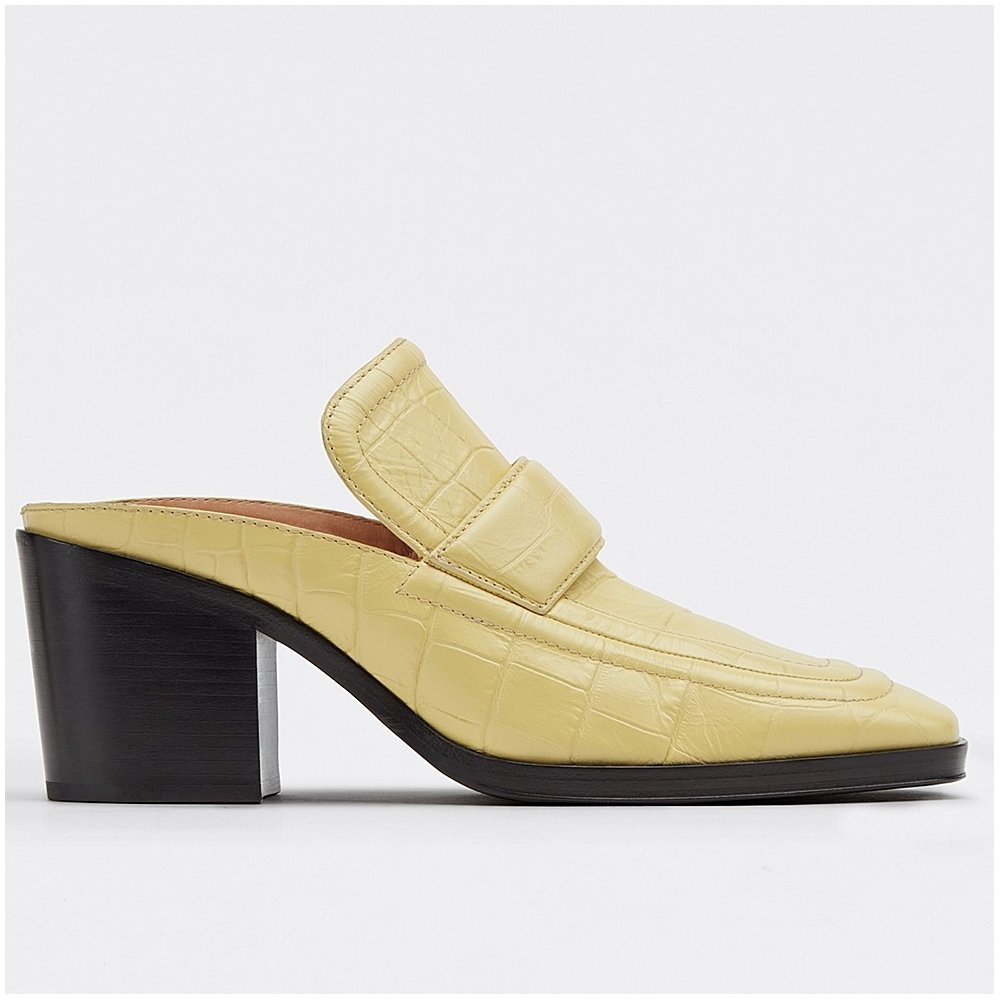 Cheap Reps Bottega Veneta Mules 70mm In Butter Crocodile Embossed Leather