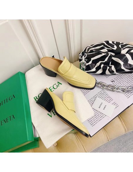 Cheap Reps Bottega Veneta Mules 70mm In Butter Crocodile Embossed Leather