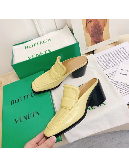 Cheap Reps Bottega Veneta Mules 70mm In Butter Crocodile Embossed Leather