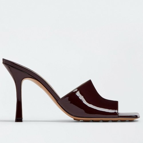 Cheap Reps Bottega Veneta Stretch Mules 90mm In Oxide Patent Leather