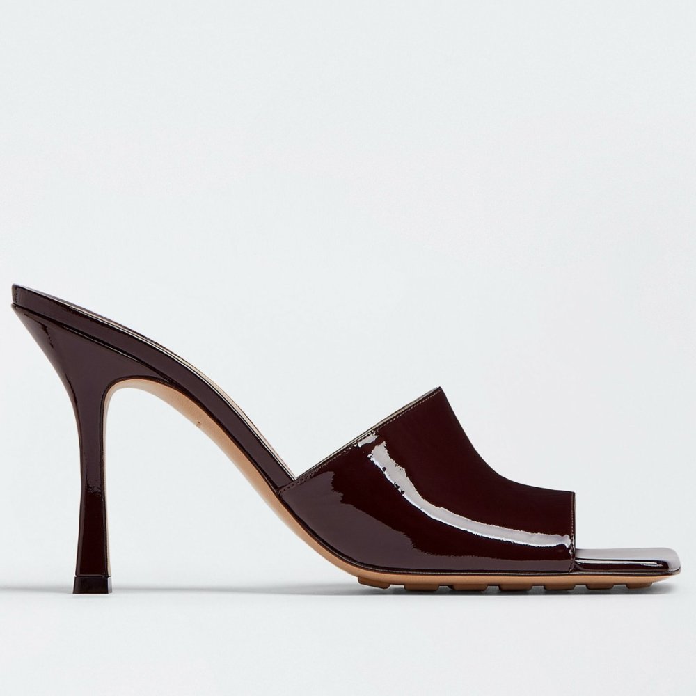 Cheap Reps Bottega Veneta Stretch Mules 90mm In Oxide Patent Leather
