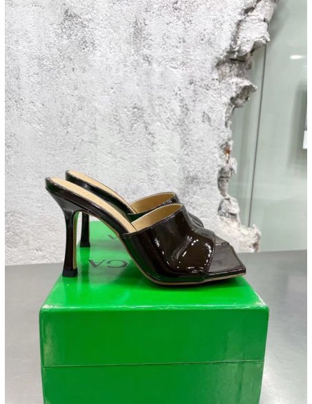 Cheap Reps Bottega Veneta Stretch Mules 90mm In Oxide Patent Leather