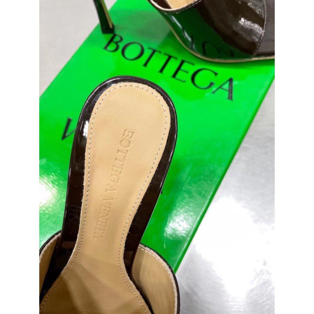 Cheap Reps Bottega Veneta Stretch Mules 90mm In Oxide Patent Leather