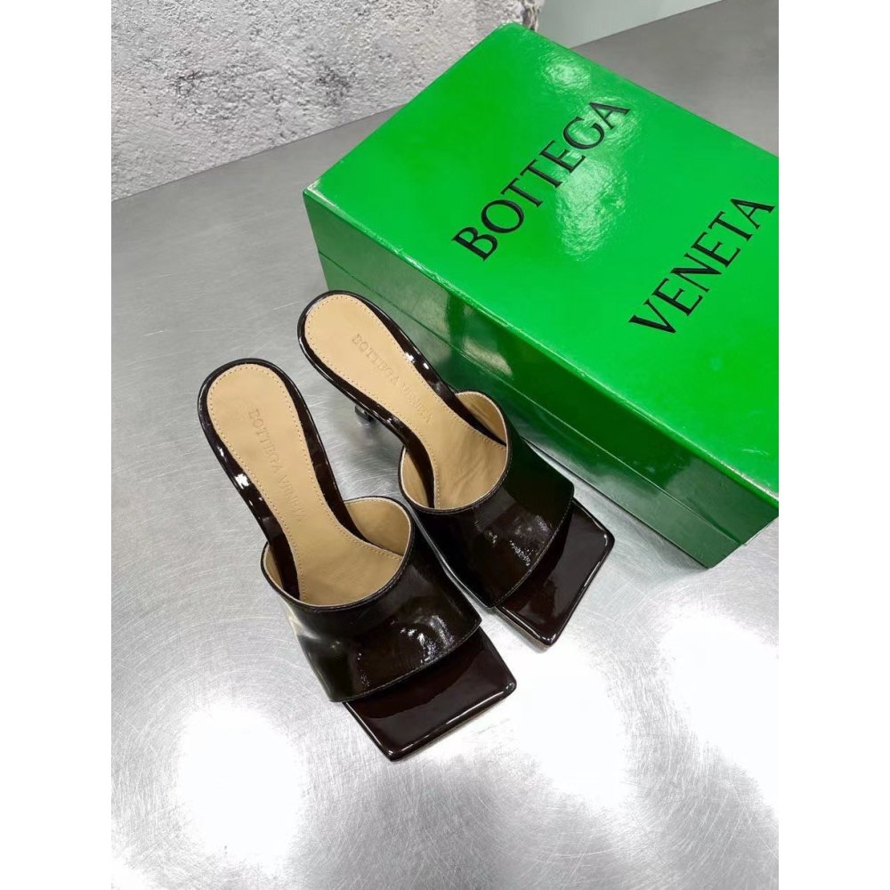 Cheap Reps Bottega Veneta Stretch Mules 90mm In Oxide Patent Leather