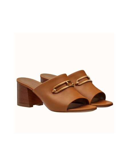 Cheap Reps Hermes Camilla Mules 60MM In Brown Calfskin