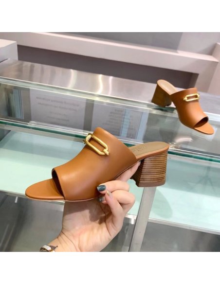 Cheap Reps Hermes Camilla Mules 60MM In Brown Calfskin