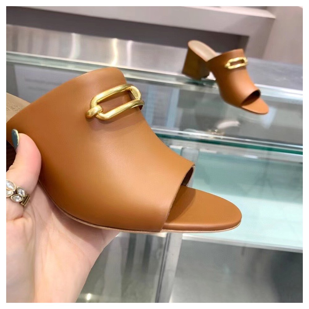 Cheap Reps Hermes Camilla Mules 60MM In Brown Calfskin