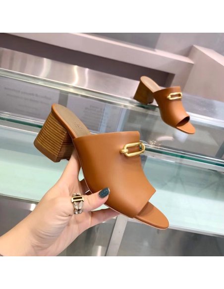 Cheap Reps Hermes Camilla Mules 60MM In Brown Calfskin