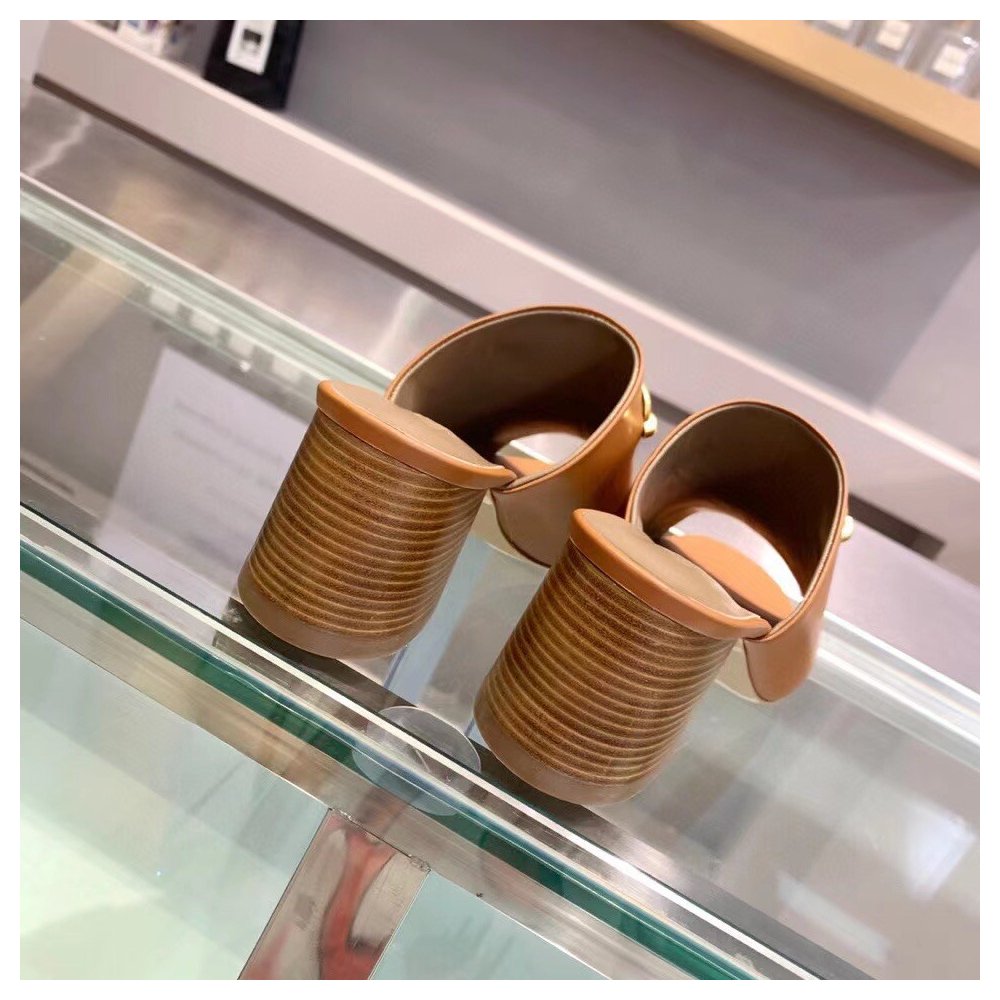 Cheap Reps Hermes Camilla Mules 60MM In Brown Calfskin