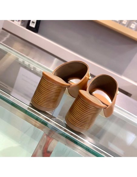 Cheap Reps Hermes Camilla Mules 60MM In Brown Calfskin