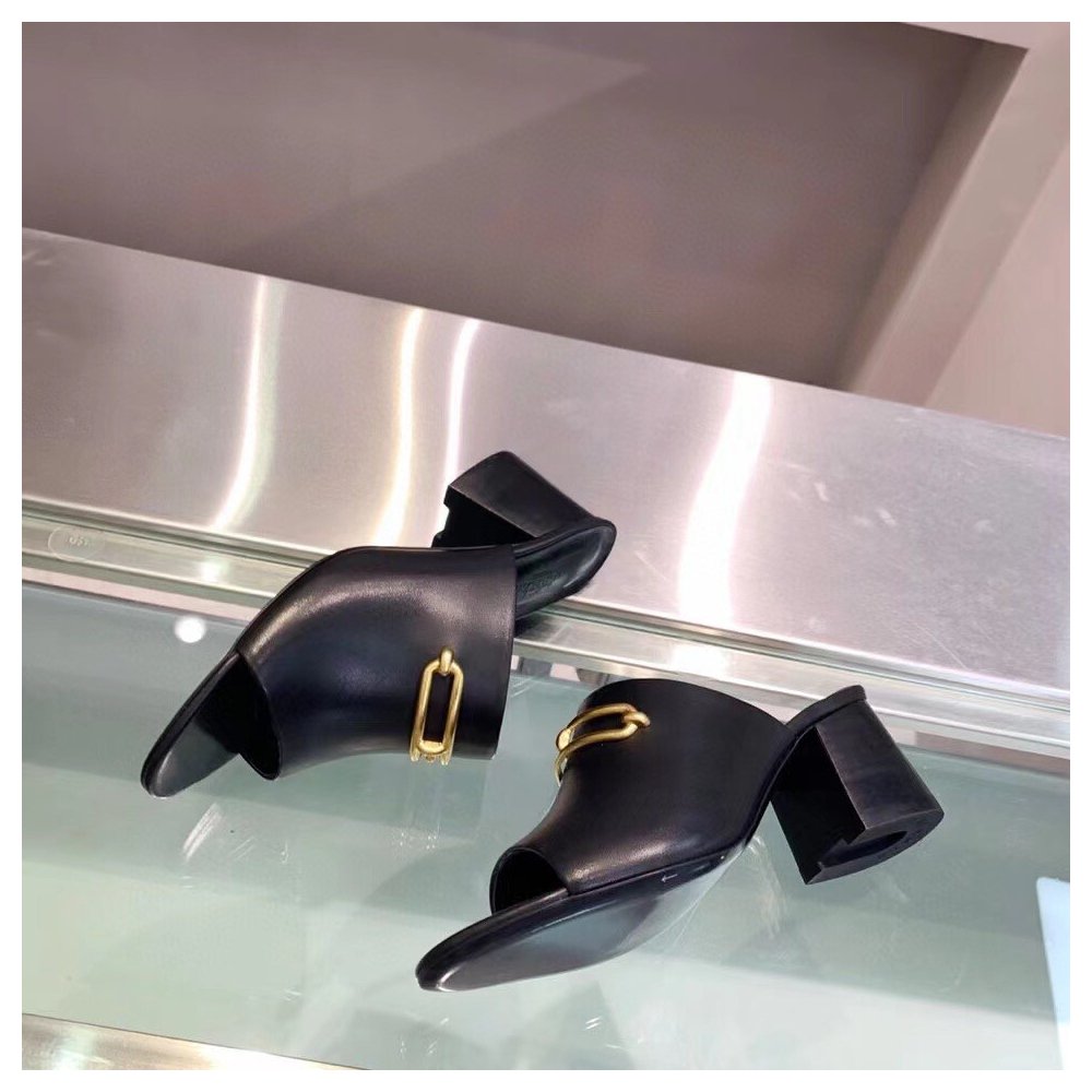 Cheap Reps Hermes Camilla Mules 60MM In Black Calfskin