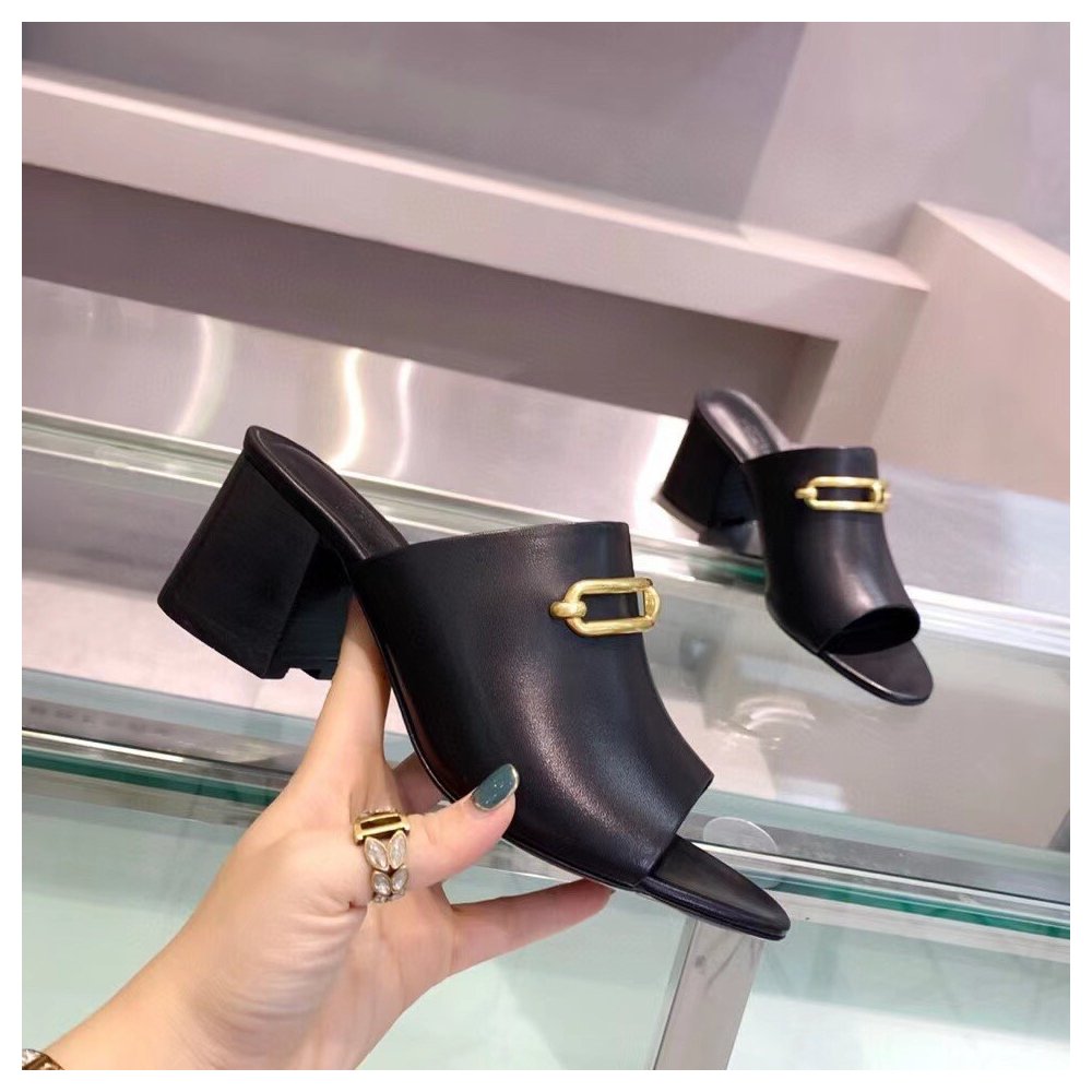 Cheap Reps Hermes Camilla Mules 60MM In Black Calfskin