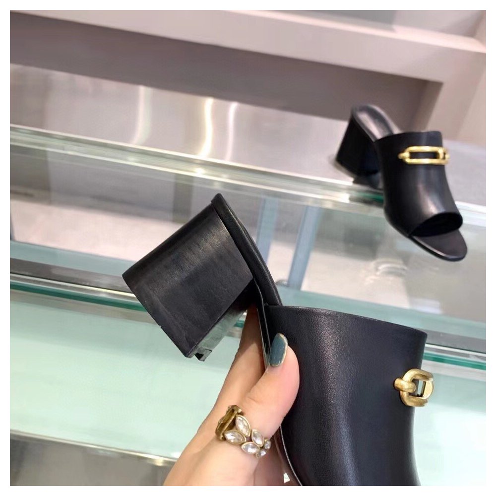 Cheap Reps Hermes Camilla Mules 60MM In Black Calfskin