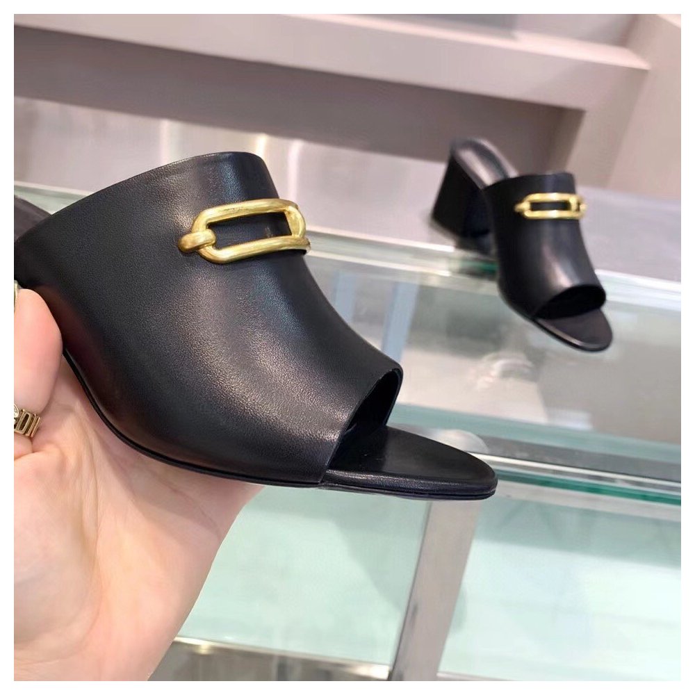 Cheap Reps Hermes Camilla Mules 60MM In Black Calfskin